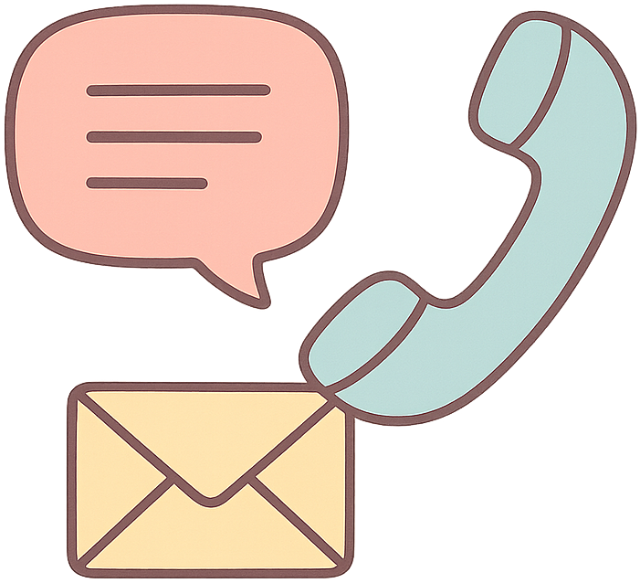 Cartoon image of contact me icons